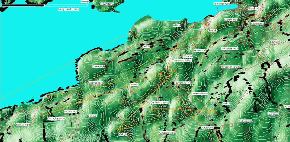 Raths on Drumlins south of Bantry Bay